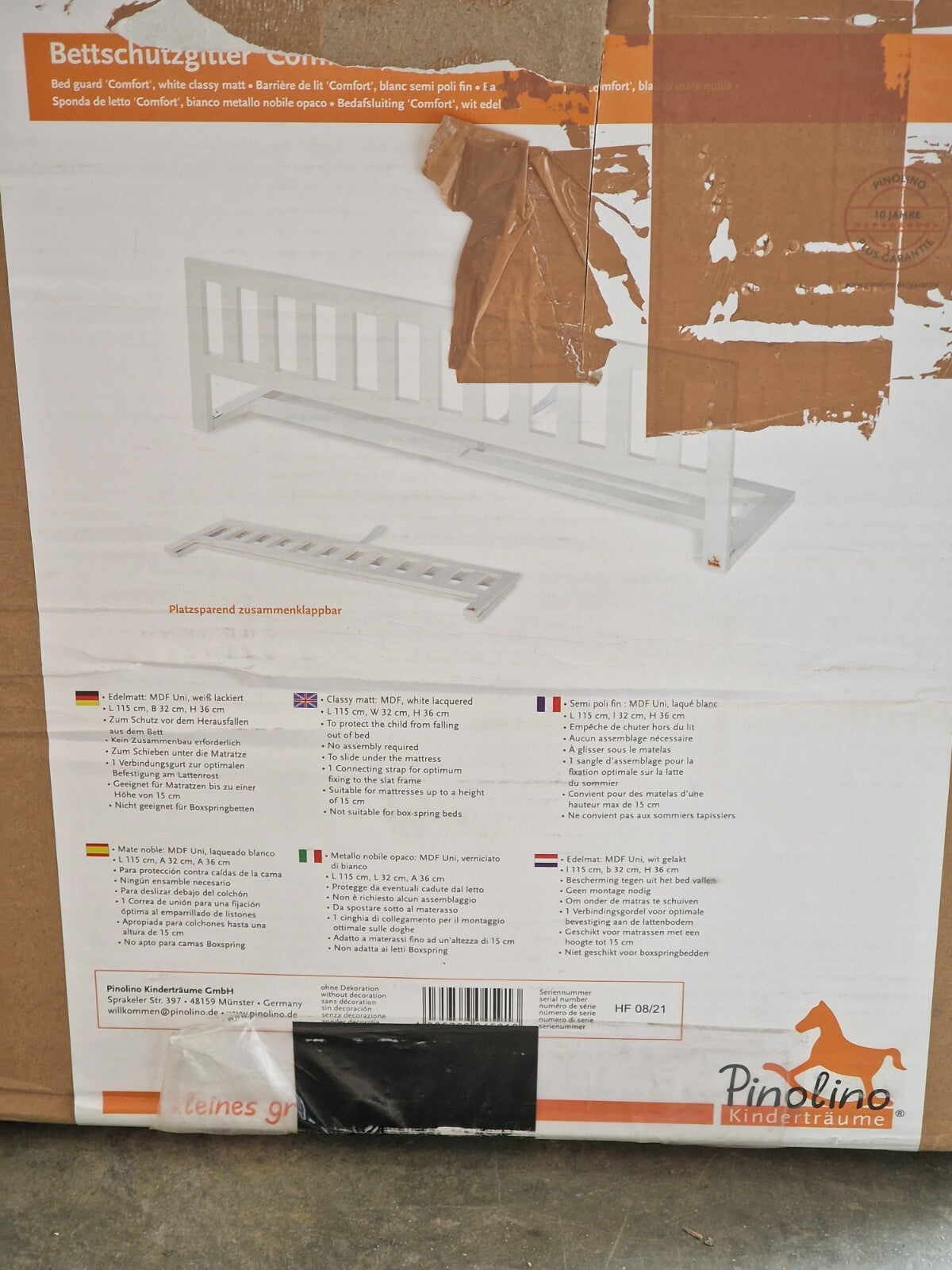 Pinolino Bettschutzgitter HF 08/21, 115x32x36